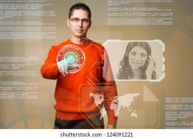 Young man using digital interface to communicate