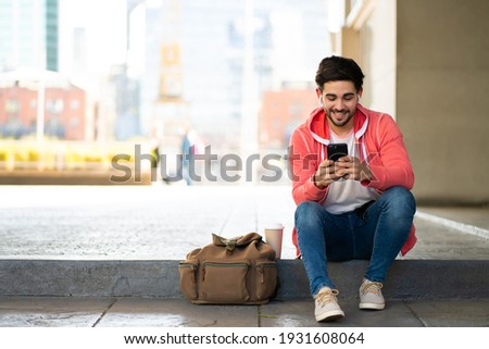 Similar – Foto Bild Der junge Mann läuft über  Holpersteine im Elbsandsteingebirge an diesem Winternachmittag