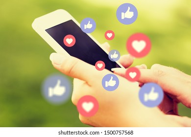 Young Man Using Smart Phone,Social Media Concept.
    
    - Image
