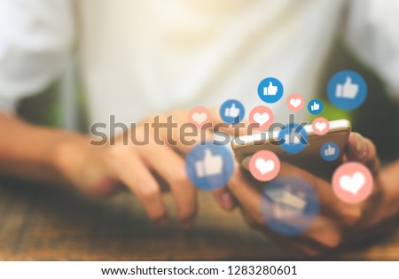 Young man using smart phone,Social media concept.
