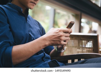Young man using tablet. Using online connect technology for business, education and communication. 