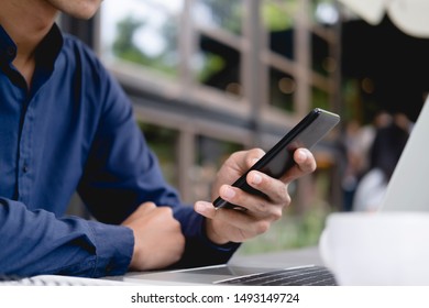 Young man using tablet. Using online connect technology for business, education and communication. 