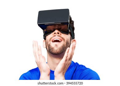 young man with virtual reality glasses