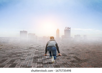 Young man in virtual reality. Mixed media - Shutterstock ID 1675735498