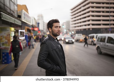 Young man waiting at the street
