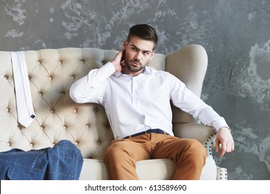 Young Man White Shirt Sitting On Stock Photo 613589690 | Shutterstock