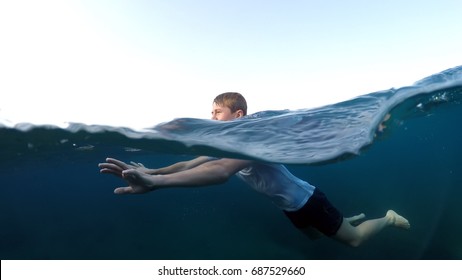 Young Man White Shirt Swimming On Stock Photo 687529660 | Shutterstock