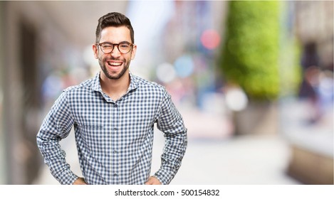 Young Man Winking Eye