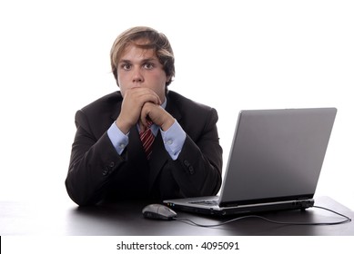 young man wondering and working with is laptop - Shutterstock ID 4095091