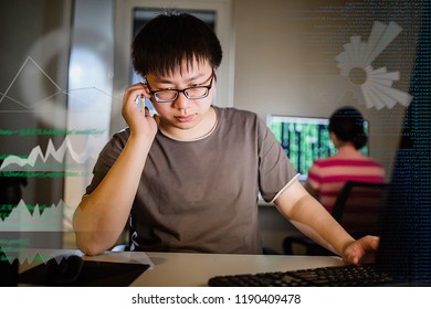 young man working with computer