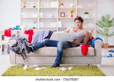 Young Man Working Studying Messy Room Stock Photo (Edit Now) 704257933