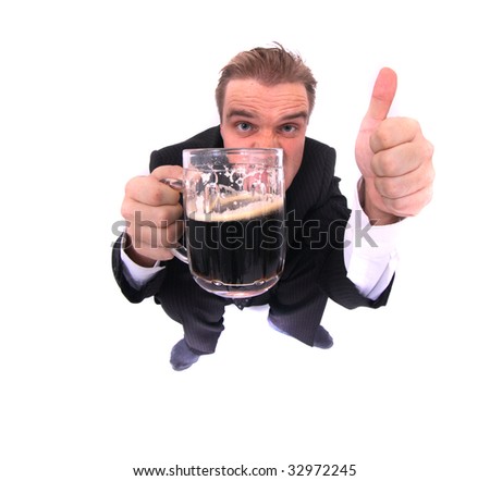 young manager and beer