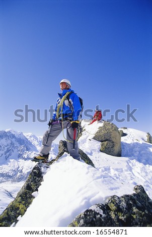 Similar – Hiker photographs the landscape