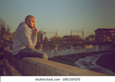 Young Mixed Race African Man Stressed Out With Mental Health Issues Contemplates Suicide Due To Covid 19 Pandemic Stress