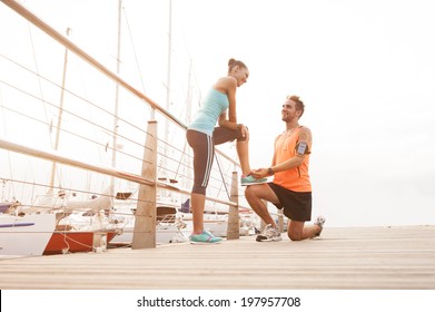 Young Mixed Race Couple Enjoying A Morning Of Exercise