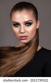 young model with professional smoky eyes make up