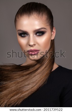 young model with professional smoky eyes make up