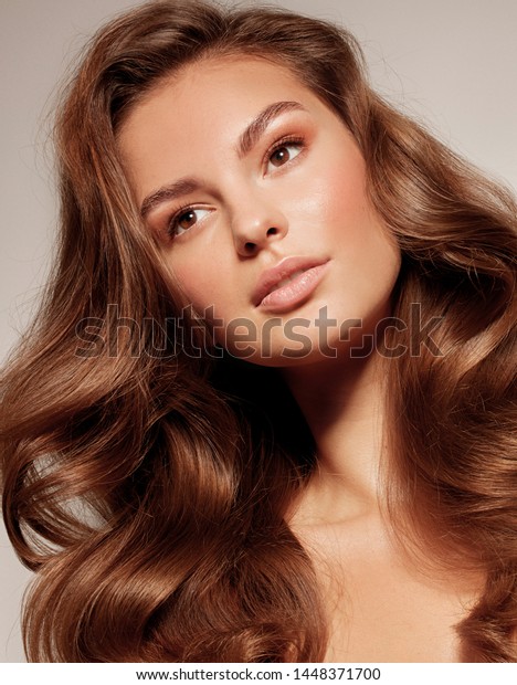 Young Model Shiny Long Hair Fresh Stock Photo Edit Now 1448371700