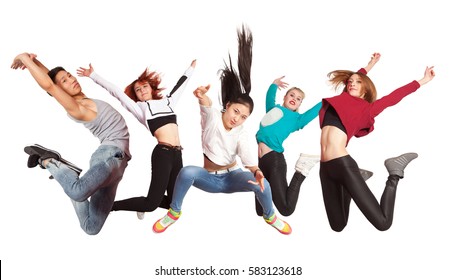 Young Modern Dancing Group Practice Dancing Stock Photo 583123636 ...