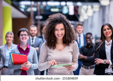 Young Multi Ethnic Business People Group Walking Standing And Top View