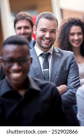 Young Multi Ethnic Business People Group Walking Standing And Top View