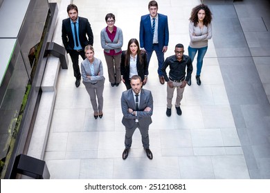 Young Multiethnic Business People Group Walking Standing And Top View