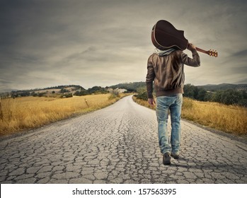 Man Walking Guitar Images Stock Photos Vectors Shutterstock