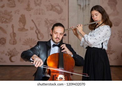 Young Musicians Of The Symphony Orchestra Duet Close-up