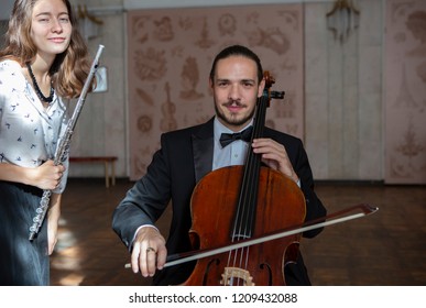 Young Musicians Of The Symphony Orchestra Duet Close-up