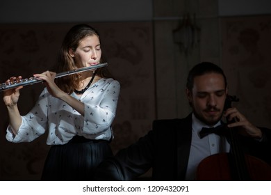 Young Musicians Of The Symphony Orchestra Duet Close-up