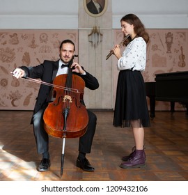 Young Musicians Of The Symphony Orchestra Duet Close-up