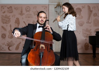 Young Musicians Of The Symphony Orchestra Duet Close-up