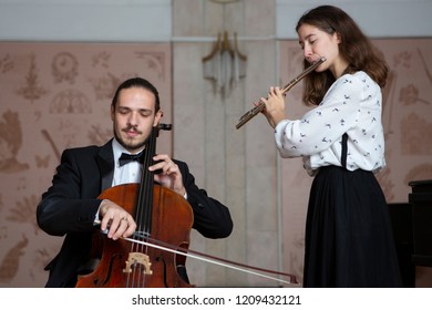 Young Musicians Of The Symphony Orchestra Duet Close-up