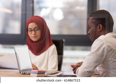 Young Muslim Hijab Business Woman In Office, Portrait