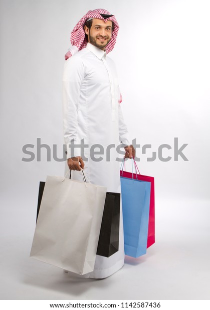 Young Muslim Man Shopping Bags Hand Stock Photo (Edit Now) 1142587436
