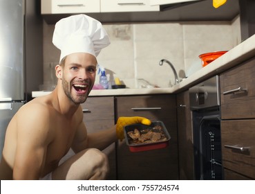 Naked male chef
