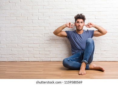 Young Natural Man Sit On Wooden Stock Photo 1159580569 | Shutterstock