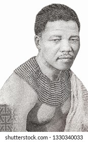 Young Nelson Mandela Portrait From South Africa Banknotes. 