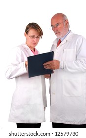 Young Nurse And Professor Consult About Hospital Document