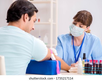 Young Patient During Blood Test Sampling Procedure