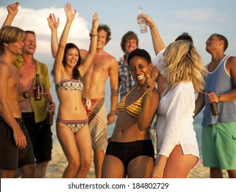Young People at Beach Party