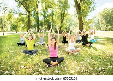 Young People Doing Yoga Exercise Park Stock Photo 85885108 | Shutterstock