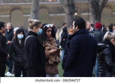 Young People At A Food Market In London UK November 2020