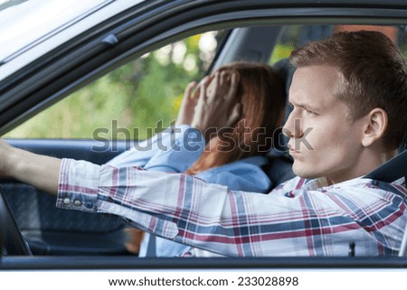 Young people having a fight while traveling Young people having a fight while traveling