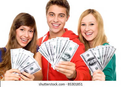 Young People Holding Money