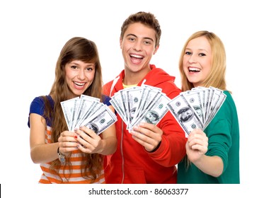 Young People Holding Money