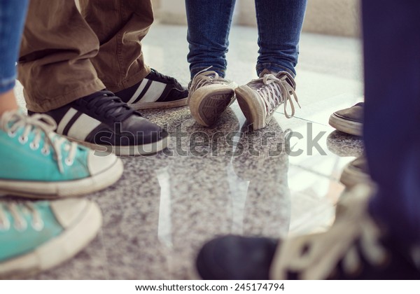 Young People Legs Standing Circle Stock Photo (Edit Now) 245174794