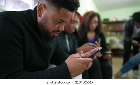 Young People Looking At Phone Screens Group Staring At Smartphone