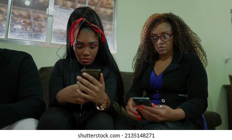 Young People Looking At Phone Screens Group Staring At Smartphone