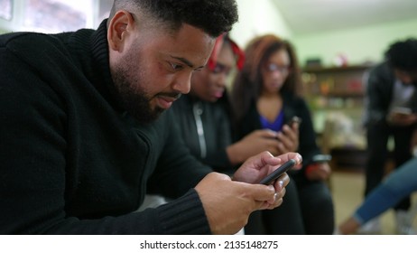 Young People Looking At Phone Screens Group Staring At Smartphone